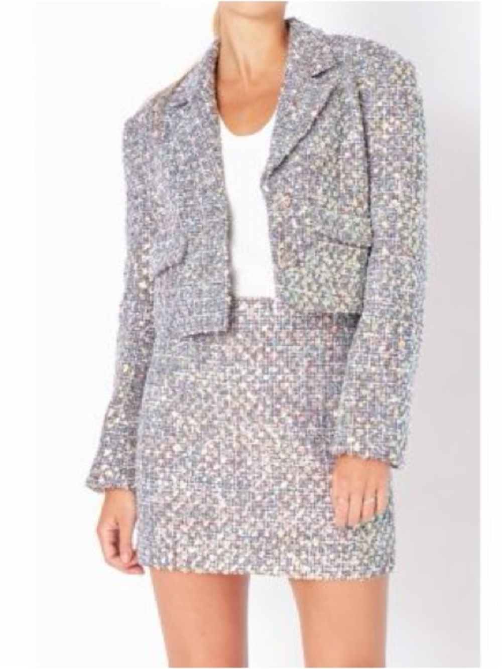 Endless Rose Multicolor Sequined Cropped Blazer